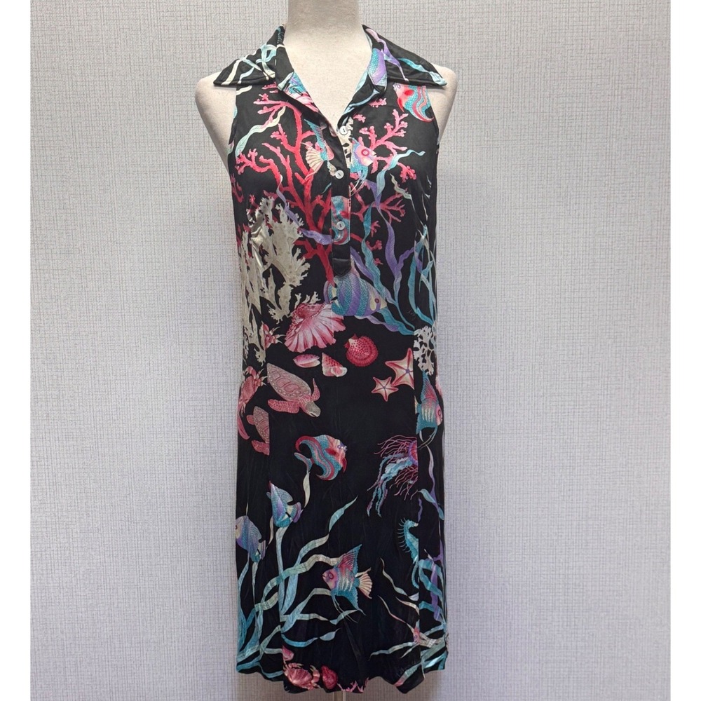 Hollywould Shift Dress Women IT46/US10-12 Black Sea Life Coral Mermaidcore Italy